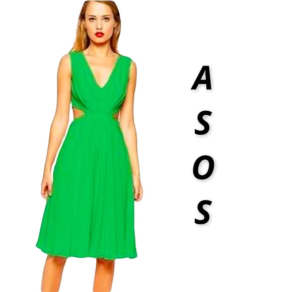 NWT~ASOS-Green Cut Out Dress 👗 - Picture 1 of 9